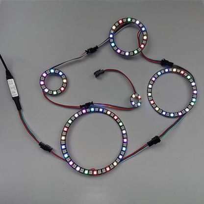 8 Bits WS2812 Addressable LED Ring with SM2.54-3P Wire, DC5V WS2812B 5050 RGB LED with Built-in Drivers Pixels Individual Controlling for Arduino Pi ESP8266 ESP32 Nodemcu (8 bits)