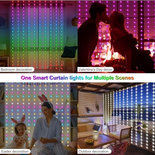 echosari Smart Curtain Lights 6.6 x 9.8Ft 16 Million Colors Changing