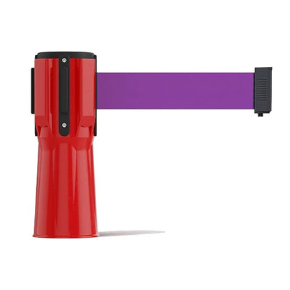 Trafford Industrial 11 ft Cone-Mounted Retractable Belt Barrier Red Case with Purple Belt