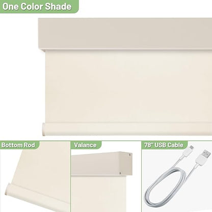 Motorized Blinds with Remote, Blackout Smart Blinds for Windows Motorized Roller Shades, Automatic Window Shades Work with Alexa/Google/Apple Home for Bedroom Living Room, Custom Size (Beige)