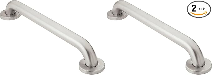 Moen 8912 Home 12-Inch Bathroom Grab Bar, Stainless Steel (Pack of 2)