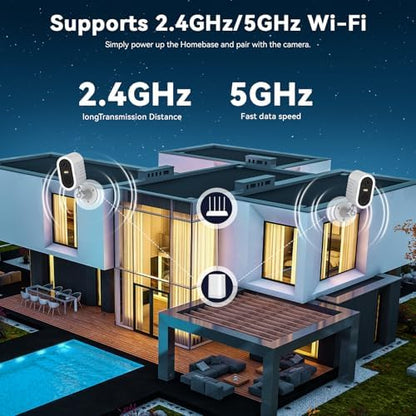 Solar Security Cameras Wireless Outdoor, 2-Cam Kit, 2K Home Security Camera System with 128GB Local Storage, No Subscription Required, PIR & AI Human Detection, Color Night Vision