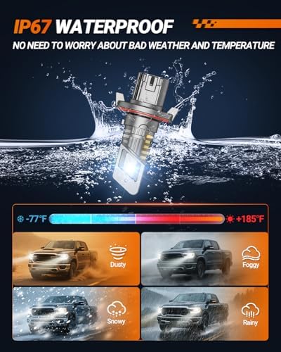 SEALIGHT H13 Bulb, H13 9008 Fog Lights Bulb 50000LM Super Bright,9008 Head Light Bulbs Fanless In Line Car Fog Bulb Plug and Play, Pack of 2