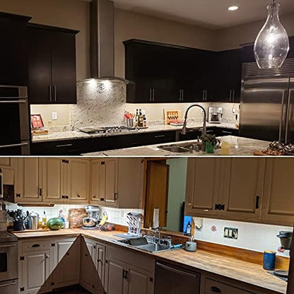 Litever Under Cabinet Lights Plug in. 6 Lights with Adapter Dimmer. 5000K