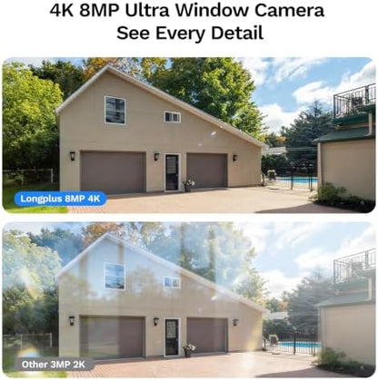 LongPlus 8MP 4K Window Camera WiFi 6 Safeview Window Security Camera