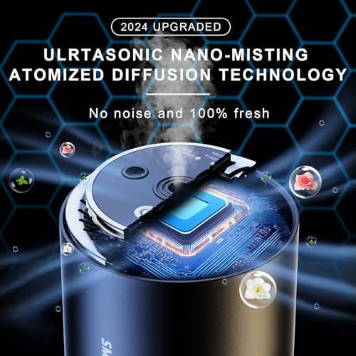 2025 Upgrade Smart Car Air Freshener, Rechargeable Car Air Freshener Diffuser with Starlight Projector & Atmosphere Light, Adjustable Car Freshener with Ultrasonic Tech & Auto On/Off, 50ml Perfume