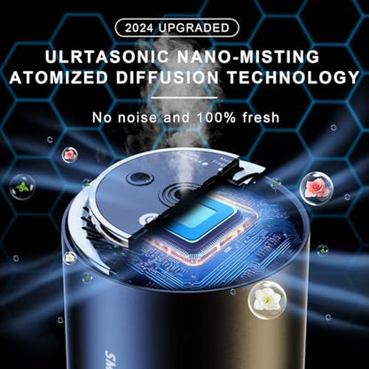 2025 Upgrade Smart Car Air Freshener, Rechargeable Car Air Freshener Diffuser with Starlight Projector & Atmosphere Light, Adjustable Car Freshener with Ultrasonic Tech & Auto On/Off, 50ml Perfume