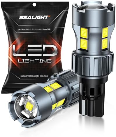 SEALIGHT 921 LED Bulb Reverse Light, W16W 906 912 921 Bulbs 600% Brighter Super Bright Reverse Light Bulb with Projector Replacement for T15 Backup Lights, 6000K White Pack of 2