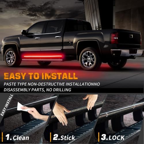 XRIDONSEN 2 Pack 60 inch Red Running Board Emergency Lights Strip