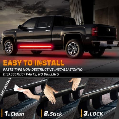 XRIDONSEN 2 Pack 60 inch Red Running Board Emergency Lights Strip