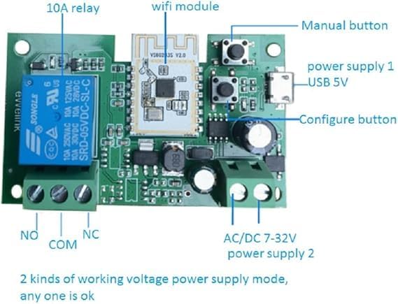 EWeLink 1CH 7-32V Smart Switch,Self-Locking Relay Switch,Mobile Phone Remote Control Remote APP On-Off Module, Timing/Delay, Compatible with Alexa Google