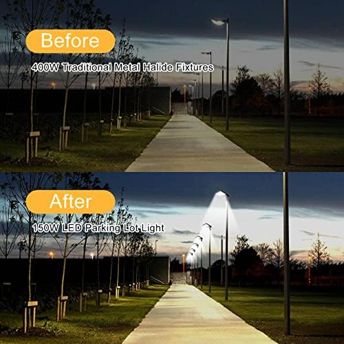 LED Parking Lot Light 150W 21000LM 5000K, Commercial Outdoor Area Lighting