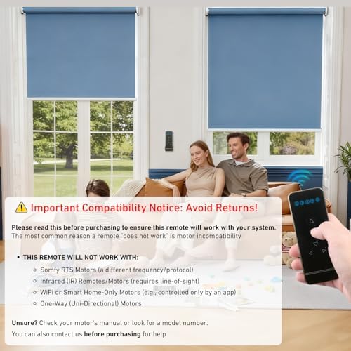 5-Channel Blind Remote Controller, Black - Replacement for Motorized Roller Shades, Window Blinds & Shades -Compatible with Rollerhouses ERB22/ERB25/EY1612/EY2512 Motors