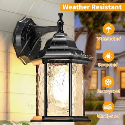 YSN Outdoor Wall Lights, Outdoor Light Fixtures Wall Mount, Black, 2 Packs