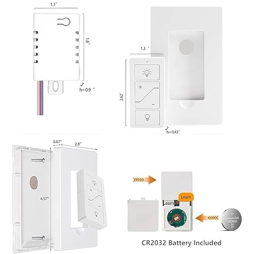 Nexete Smart Wireless Light Switch, Dimmer Switch & Receiver Kit No Wiring Wireless Remote Control,Remote & Voice Control,Bluetooth Work with Amazon Alexa Only ETL certified (2 Switches & 2 Receivers)