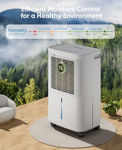 34 Pint Dehumidifier for Basement, 2500 Sq.Ft, Quiet & Powerful