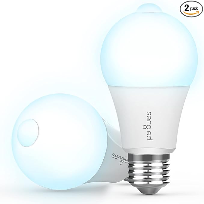 Sengled Motion Sensor Light Bulbs, A19, 5000K Daylight Motion Activated Dusk to Dawn Security Light Bulb, 11W (75-Watt Equivalent) Indoor Outdoor Lighting for Front Door Porch Stairs Hallway, 2 Pack