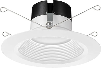 Juno E Series 5"/6" LED Ceiling Light, Baffle Trim Recessed Lighting with 5-in-1 Switchable White Color, 1200 Lumens for High Ceilings, Wet Rated LED Downlight, Dimmable, White, 6-Pack