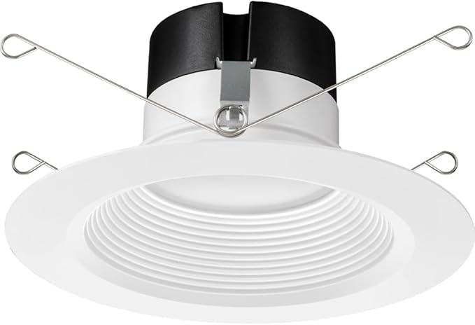 Juno E Series 5"/6" LED Ceiling Light, Baffle Trim Recessed Lighting with 5-in-1 Switchable White Color, 900 Lumens, Wet Rated LED Downlight, Dimmable, White, 12-Pack