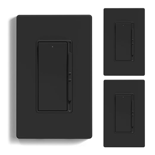 ELEGRP Digital Dimmer Light Switch for 300W Dimmable LED/CFL Lights and 600W Incandescent/Halogen, Single Pole/3-Way LED Slide Dimmer Light Switch, Wall Plate Included, UL Listed, 3 Pack, Matte Black