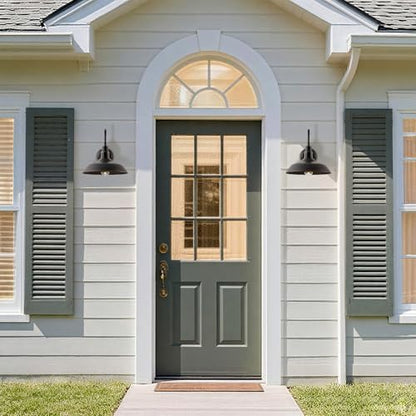 10in Dome Gooseneck Outdoor Light Fixture Bronze Exterior Barn Porch Door Light Fixture with Wall Mount 2 Pack Farmhouse Outside Garage Barn Wall Sconce Light for Balcony, House, Patio