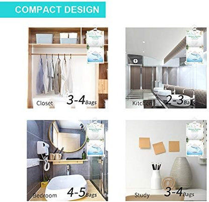 CANAGER Hanging Moisture Absorber-12 Packs, Hanging Dehumidifier Bags for Closet,Bedroom and kitchen,Fragrance Free,Moisture Absorb 12.5OZ