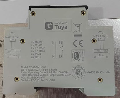TONGOU DIY 1P+N Smart Wi-Fi Switch, Work with Alexa and Google Assistant for Voice Control, 6A with Energy Monitor, Smart Life/Tuya APP Remote Control, Timer Functions, DIN Rail Mounted,FCC Certified