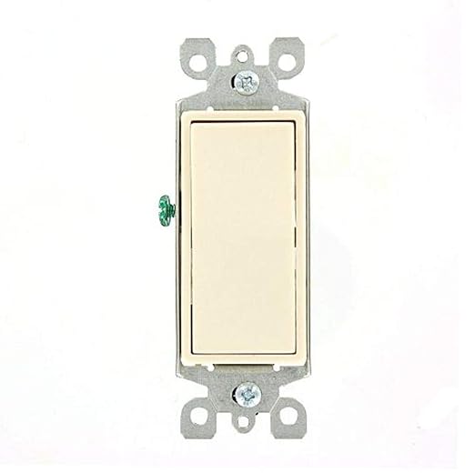 Leviton 15 Amp, 120/277 Volt, Decora Rocker 3-Way AC Quiet Switch, Residential Grade, Grounding, 5603-2T, Light Almond