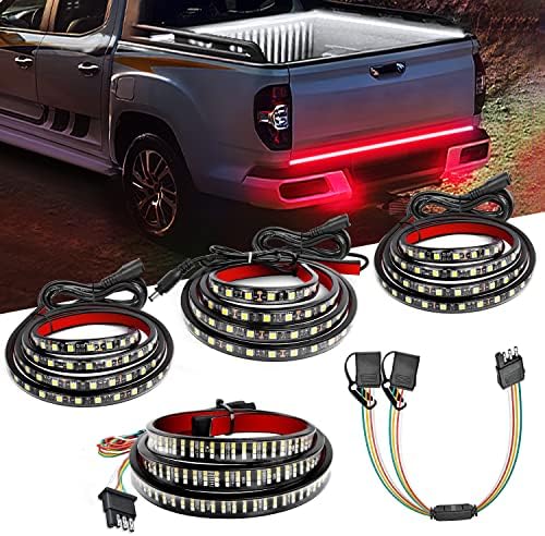 Nilight 3PCS 60 Inch Truck Bed Light Strip Bundle with Tailgate Bar 60" Triple Row 504 LED Strip 4 Way Flat Trailer Y-Splitter Extension Harness for Cargo Pickup Truck SUV RV Boat, 2 Years Warranty