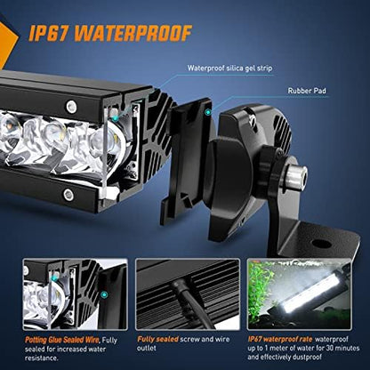 Nilight Led Pods Light Bar Super Slim 2Pcs 7 Inch 30W Spot Driving Fog 3600LM Off Road Lighting for Trucks Pickup SUV ATV UTV Boat 4x4 Van Camper - 2 Style Mounting