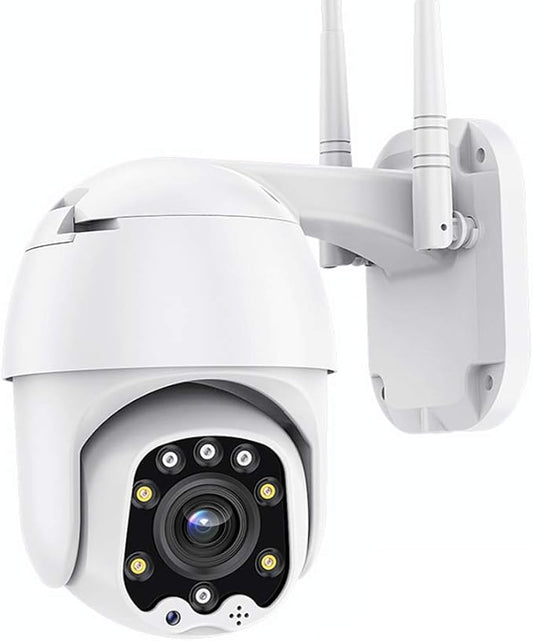 Outdoor PTZ WiFi IP Security Camera 1080P Home Surveillance Camera Pan/Tilt Two-Way Audio Motion Detection Color Night Vision Auto Tracking CamHiPro APP AT-200DW