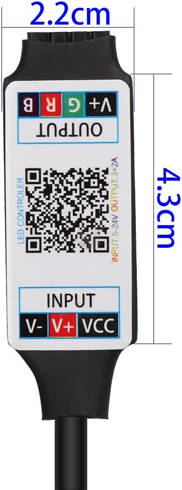 DC 5V-24V Mini Bluetooth RGB Controller 6A for 3528 5050 COB LED Strip Light Wireless Smart Phone Controller (Black)