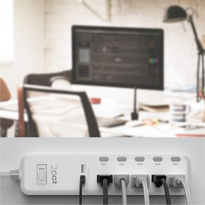 Zooz Z-Wave Long Range Power Strip ZEN20 800LR with Energy Monitoring and 2 USB Ports | Works with Z-Box, Hubitat, Home Assistant, Compatible with SmartThings