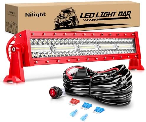 Nilight LED Light Bar 22 Inch with Wiring Kit on Truck SUV UTV, Red Shell