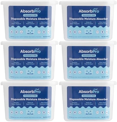 Absorb Pro Moisture Absorber Tub 10.5 oz, Fragrance Free, 6-Pack