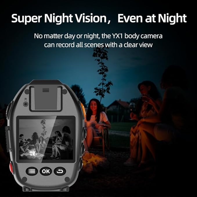 CAMMHD YX1-64G 2K/1440P Body Camera Support Video Audio Image, 3500mAh Battery Work 12hrs, Night Vision and 2.0IN Screen Easy to Playback, Data-encrypted Body Cam for Police and Personal