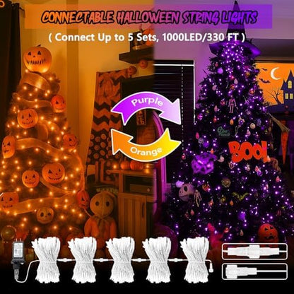 200 LED Connectable String Lights with Remote, Halloween Lights Outdoor