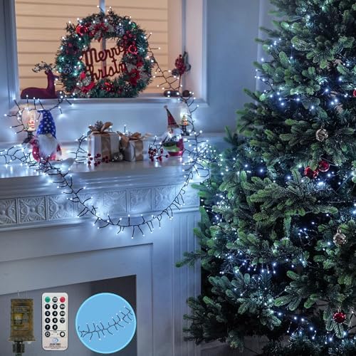 BHCLIGHT 100FT 2000LED Cluster Christmas Lights with Remote, Cool White