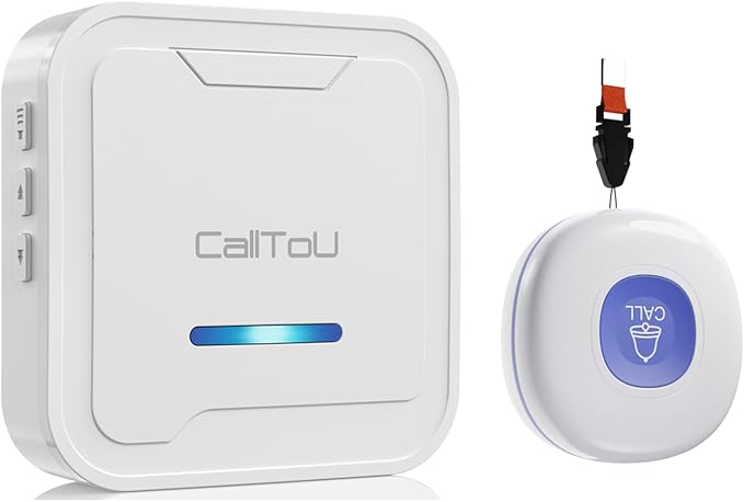 CallToU Wireless Caregiver Pager System, 500+ ft Range, Plug-in Receiver & Waterproof Call Button, Nurse Alert Emergency Call Button for Elderly, Home & Patient Care, Expandable Assist Call System