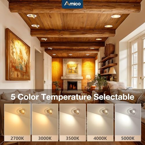 Amico 6 Pack 4 Inch 5CCT Gimbal LED Recessed Ceiling Light
