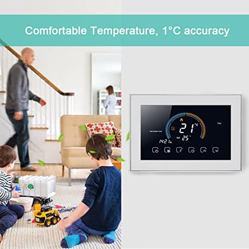 Fdit Smart Thermostat, Programmable Thermostat Voice APP Control with LCD AC 95‑240V with Power Failure Data Memory