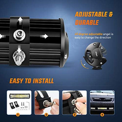 Nilight ZH411-A 12Inch 12 Inch 300W Triple Row Flood Spot Combo 30000LM Led Off Road Lights for Trucks with 16AWG Wiring Harness Kit,2 Years Warranty