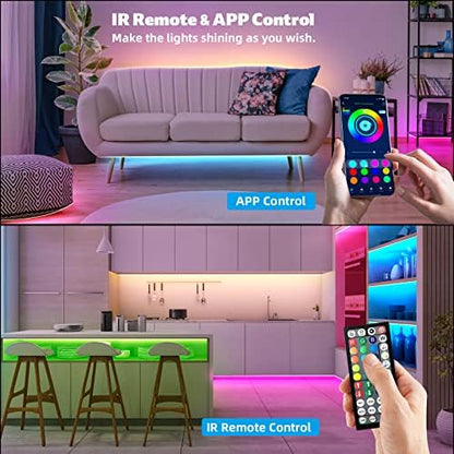 ZOZOO 100ft Led Lights for Bedroom(2 Rolls of 50ft), Smart RGB Led Strip Lights with 44-Key Remote & APP Control Music Sync with Color Changing for Home Party Festival Decoration