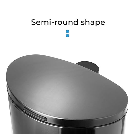 Home Zone Living 12 Gallon Semi-Round Kitchen Trash Can with Soft Close Lid, Step Pedal, Bag Tuck Band, and Removable Liner, Black