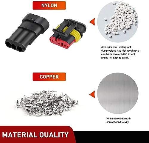 Nilight 280PCS 3 Pin Electrical Connector ‎Plug with Male Female Terminals