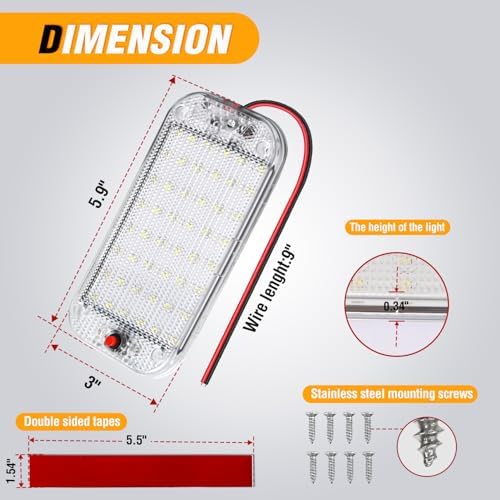 Nilight LED Dome Light 8PCS 6 Inch Interior Light White