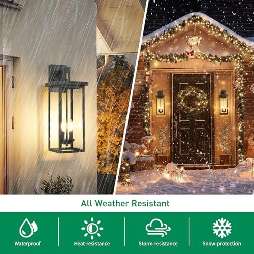 22 in Large Black Outdoor Wall Lights Exterior Lighting Fixtures,2 Packs