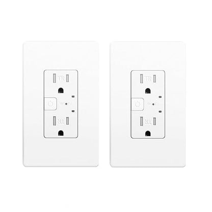 TR Smart Wall Outlet, Alexa & Google Assistant, 2.4 GHz WiFi, ETL&FCC, 2 PK