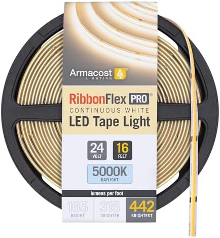 Armacost Lighting RibbonFlex Pro COB, 24V, 5000K, 442 Lumens/Ft, IP20, 5M 173430