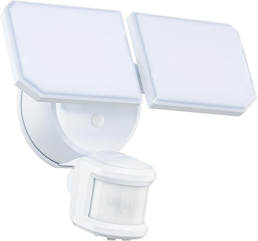 Guardian Flood and Security Wall Light with 2 Lights 2,250 Lumens 20 Watts and Programmable Motion and Photo Sensor in White